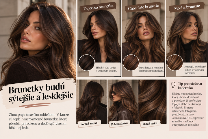 Vlasové trendy - brunetky v zime 2026